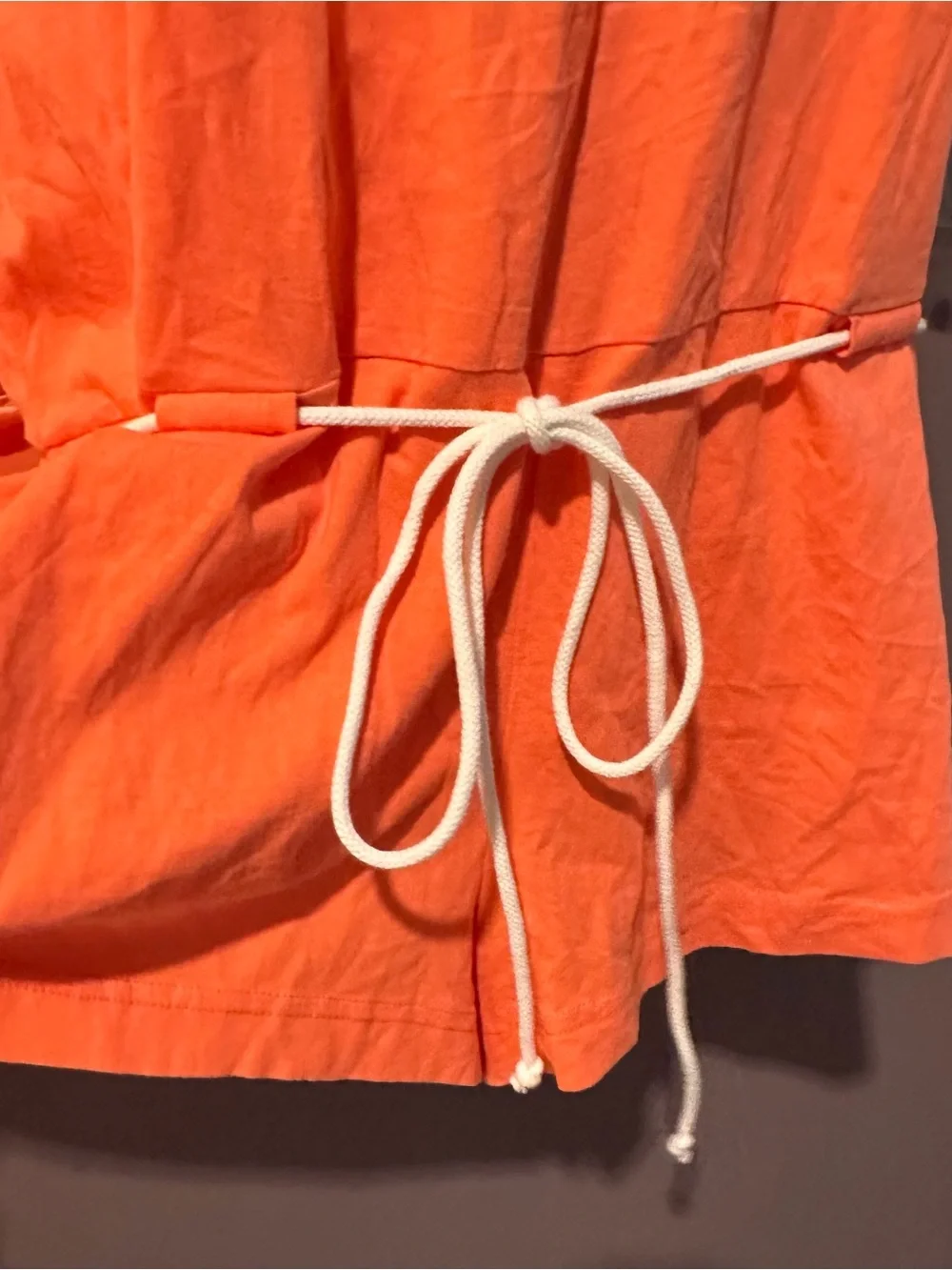 free people short sleeve orange romper oversized small rope Waist tie nwt